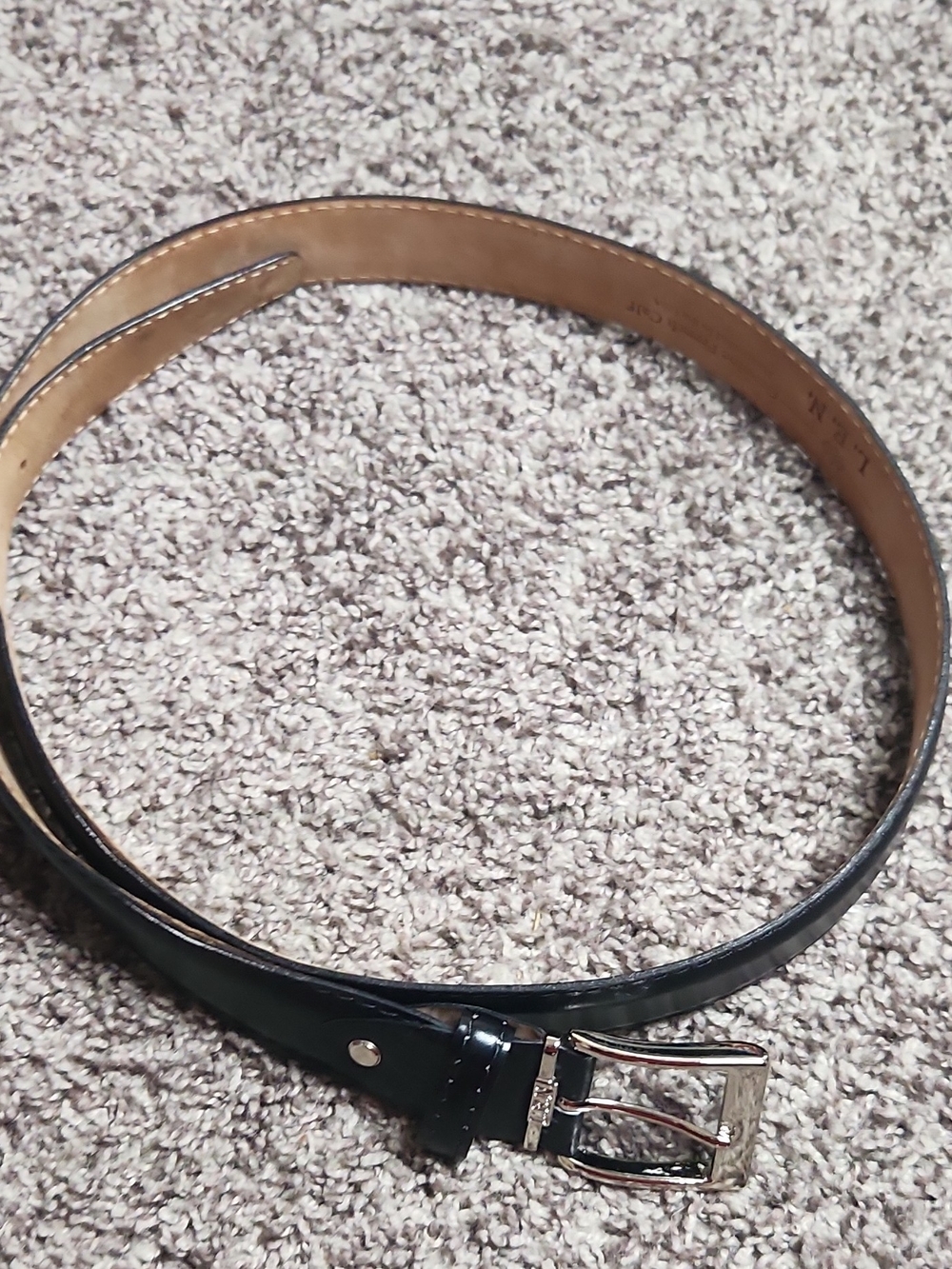 L.E.N Lifestyle Black Leather Belt with Silver Buckle